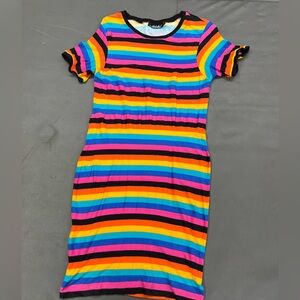 Motel Rocks Vibrant Striped Tee Dress XL